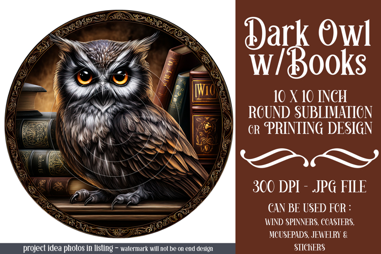 Owl Wind Spinner, Owl Round Design, Darl Owl Coaster, d1