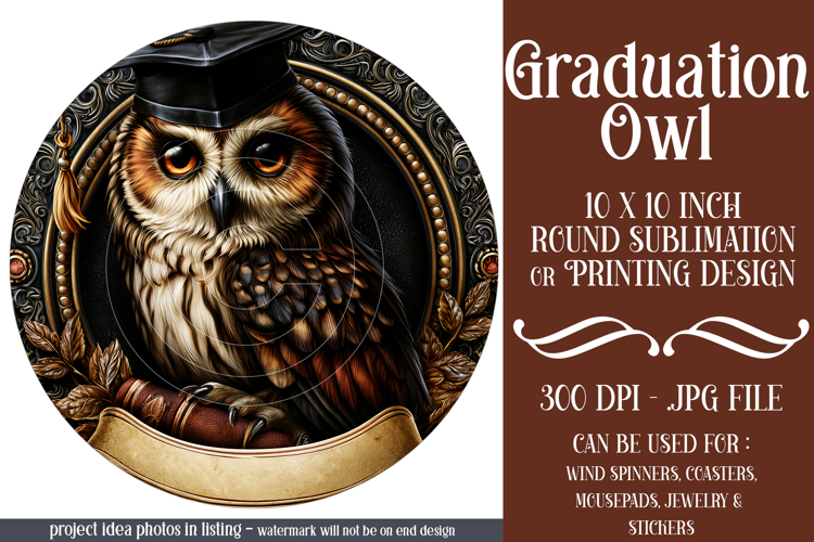 Owl Wind Spinner, Owl Round Design, Darl Owl Coaster, d11