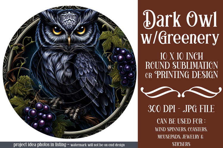 Owl Wind Spinner, Owl Round Design, Darl Owl Coaster, d13