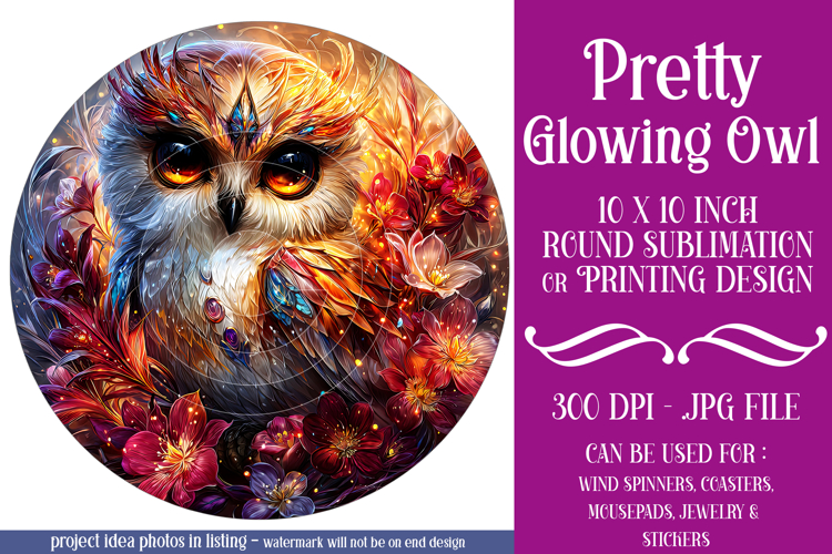 Owl Wind Spinner, Owl Round Design, Glowing Owl Design, d18