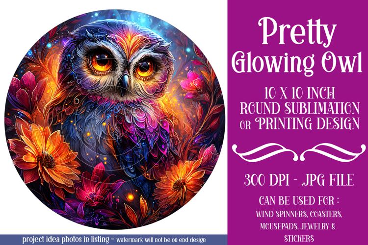 Owl Wind Spinner, Owl Round Design, Glowing Owl Design, d19