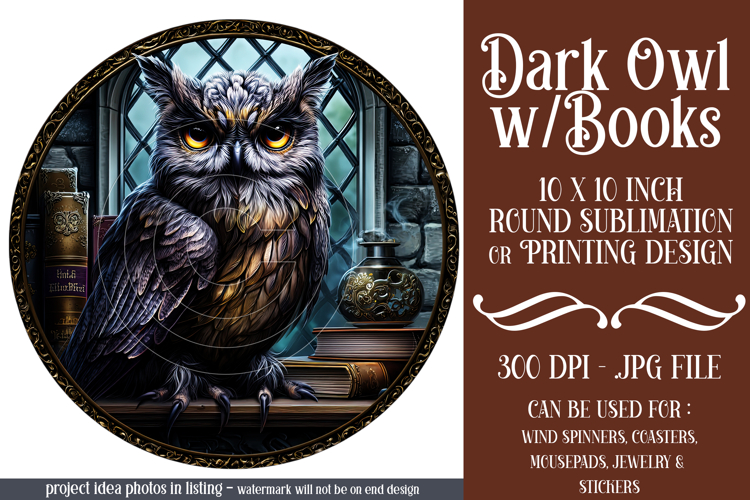 Owl Wind Spinner, Owl Round Design, Darl Owl Coaster, d2