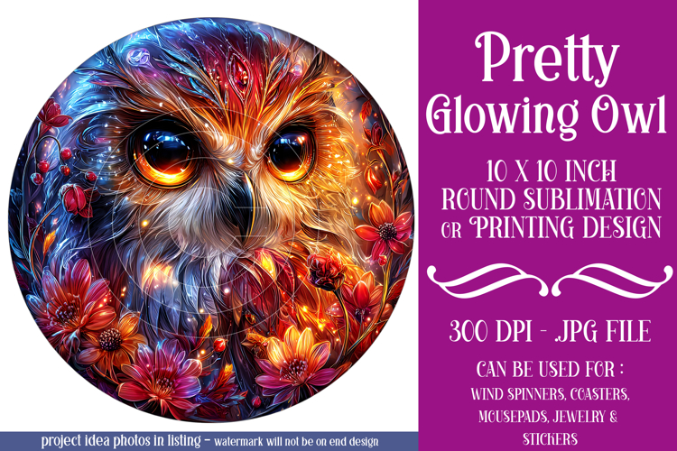 Owl Wind Spinner, Owl Round Design, Glowing Owl Design, d20
