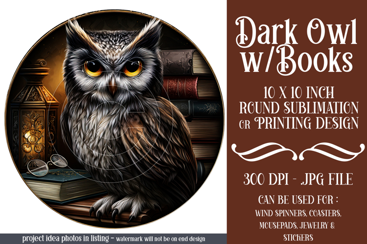 Owl Wind Spinner, Owl Round Design, Darl Owl Coaster, d5