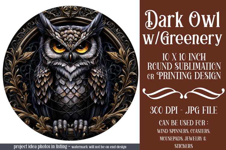 Owl Wind Spinner, Owl Round Design, Darl Owl Coaster, d9