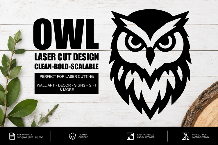 Minimal Owl SVG | Laser Cut File | Glowforge