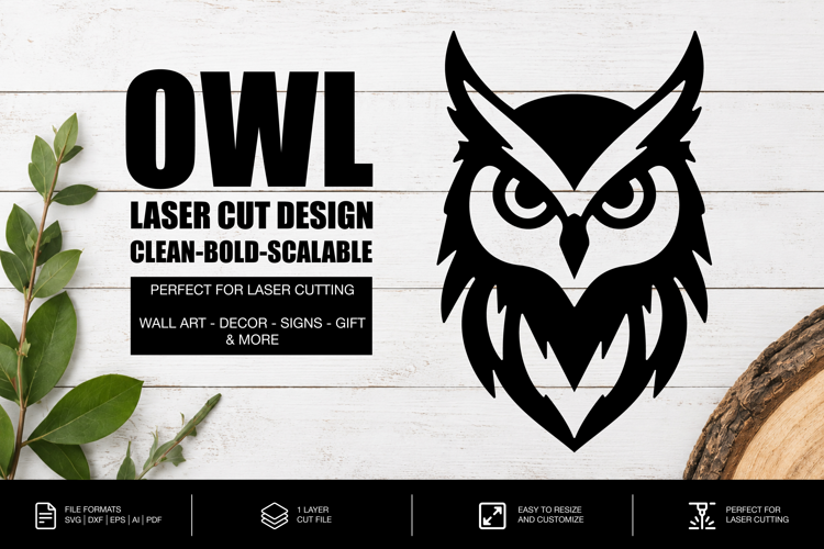 Modern Owl SVG | Laser Cut File | Glowforge