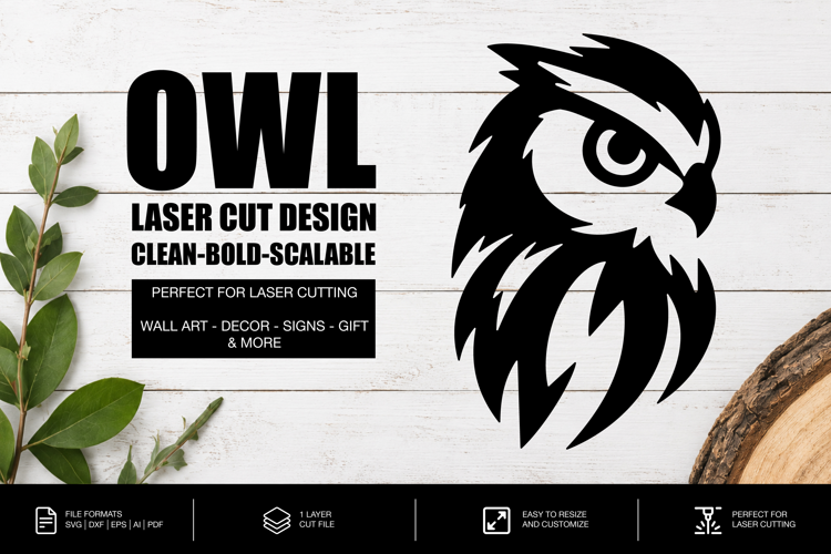 Side Owl SVG | Laser Cut File | Glowforge