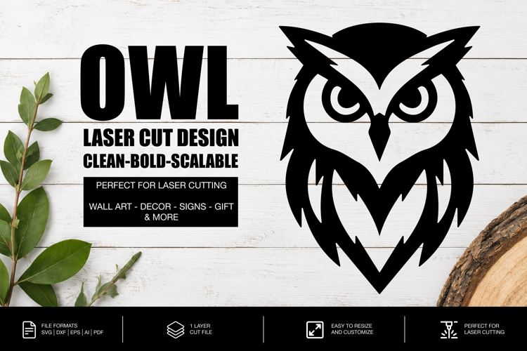 Bold Owl SVG | Laser Cut File | Glowforge
