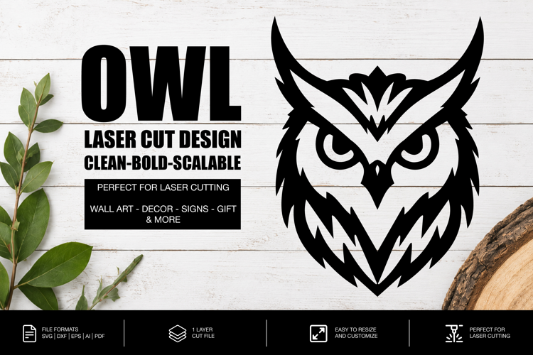 Stylized Owl SVG | Laser Cut File | Glowforge