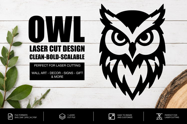 Horned Owl SVG | Laser Cut File | Glowforge