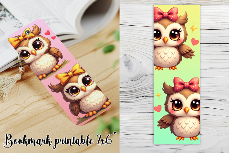 Cute owl bookmark printable | Owl flower bookmark PNG design
