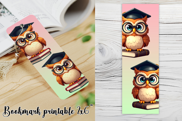 Cute owl bookmark printable | Owl flower bookmark PNG design