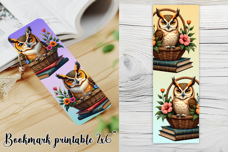Cute owl bookmark printable | Owl flower bookmark PNG design