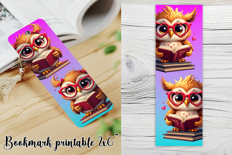 Cute owl bookmark printable | Owl flower bookmark PNG design