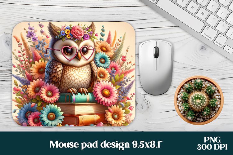 Cute owl flower mouse pad design | Mousepad