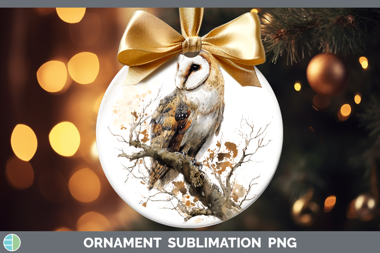 Barn Owl Owls Sketch Ornament Sublimation Design