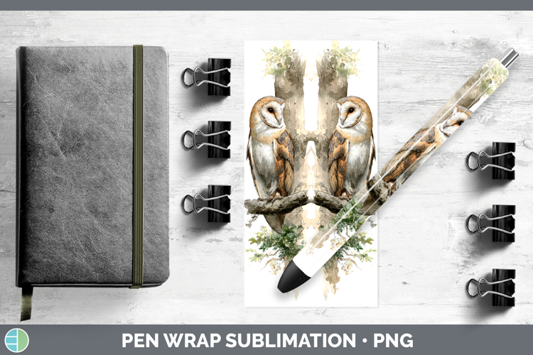 Barn Owl Owls Sketch Pen Wrap Sublimation Design