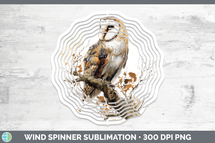 Barn Owl Owls Sketch Wind Spinner Sublimation Design