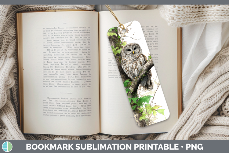 Barred Owl Owls Sketch Bookmark Sublimation Design