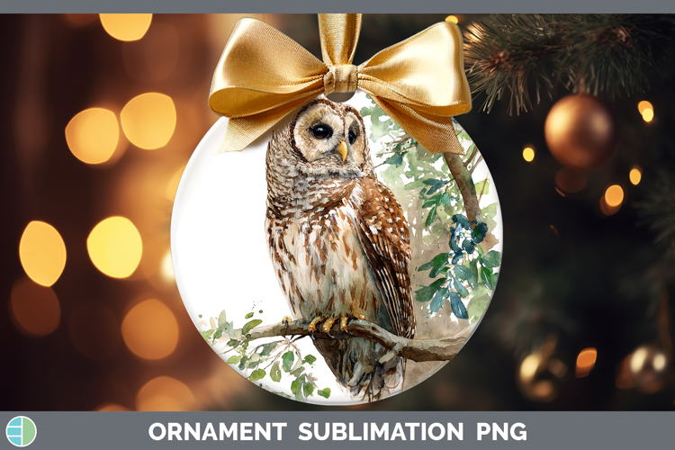 Barred Owl Owls Sketch Ornament Sublimation Design