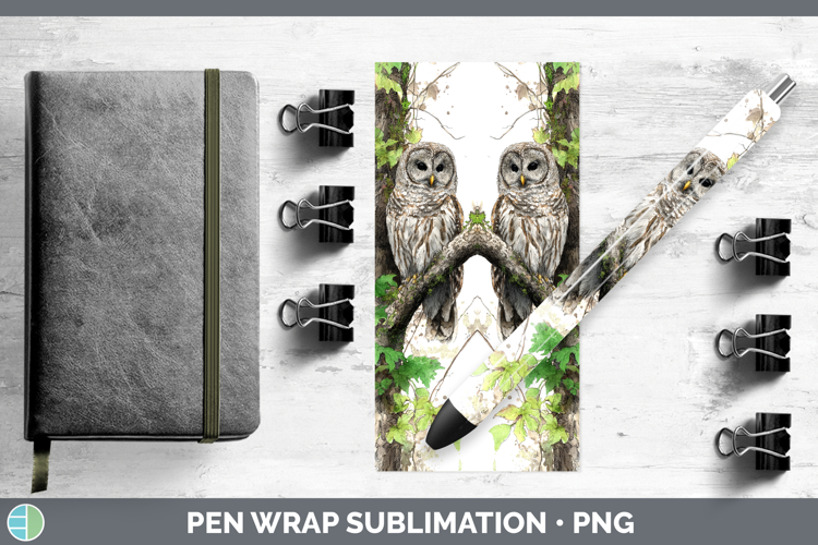 Barred Owl Owls Sketch Pen Wrap Sublimation Design