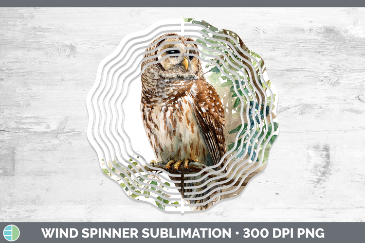 Barred Owl Owls Sketch Wind Spinner Sublimation Design
