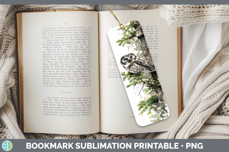 Boreal Owl Owls Sketch Bookmark Sublimation Design