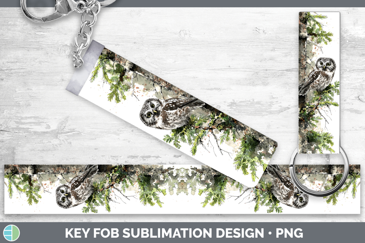 Boreal Owl Owls Sketch Key Fob Sublimation Design