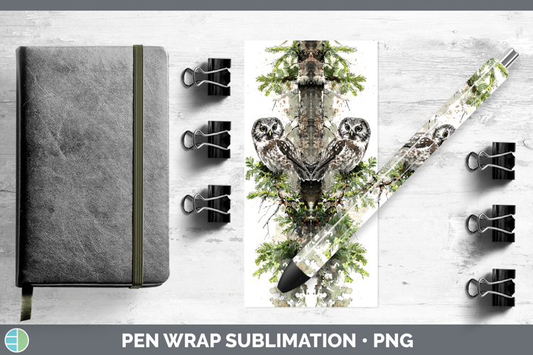 Boreal Owl Owls Sketch Pen Wrap Sublimation Design