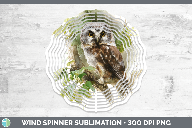 Boreal Owl Owls Sketch Wind Spinner Sublimation Design