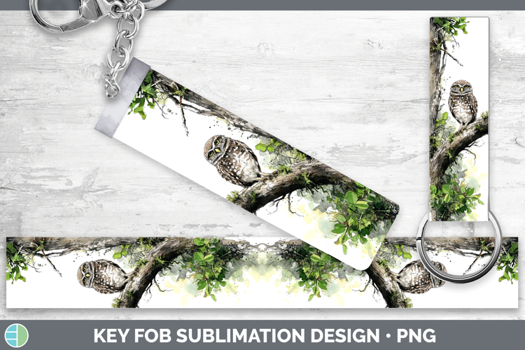 Burrowing Owl Owls Sketch Key Fob Sublimation Design