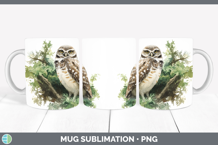 Burrowing Owl Owls Sketch Mug Wrap Sublimation Design