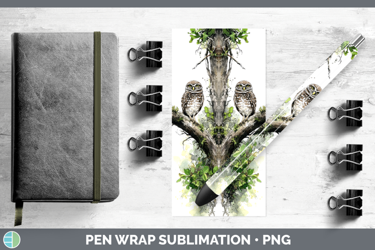 Burrowing Owl Owls Sketch Pen Wrap Sublimation Design
