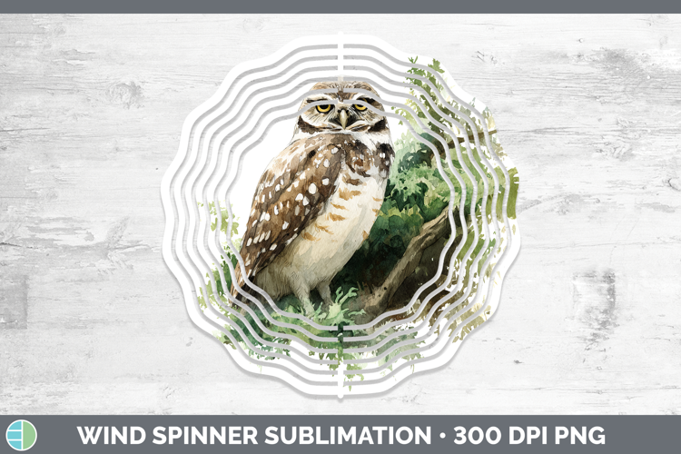 Burrowing Owl Owls Sketch Wind Spinner Sublimation Design