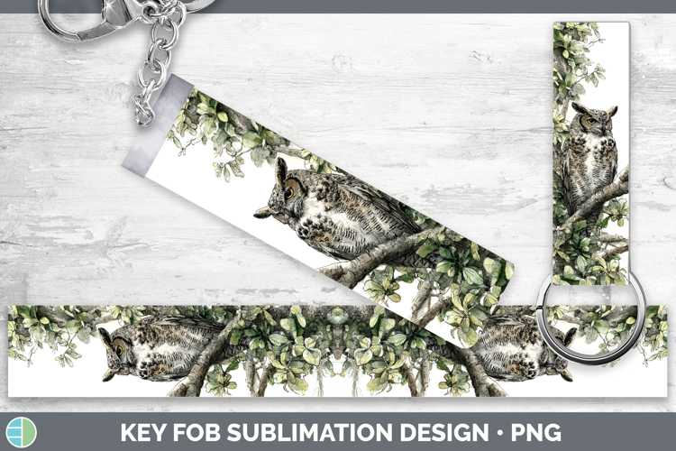 Eagle Owl Owls Sketch Key Fob Sublimation Design