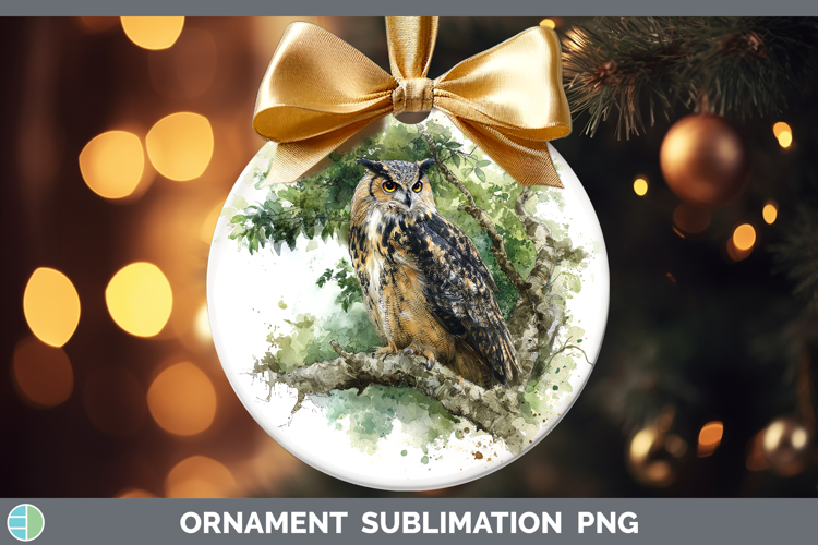 Eagle Owl Owls Sketch Ornament Sublimation Design
