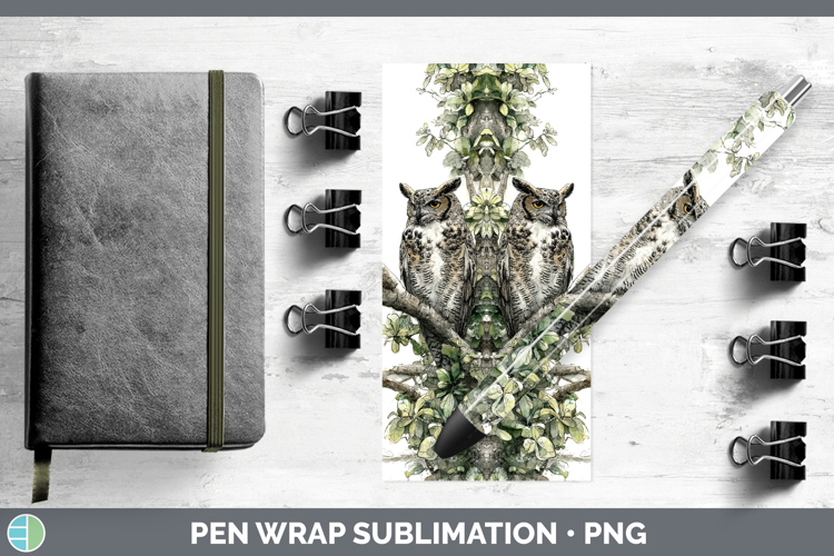 Eagle Owl Owls Sketch Pen Wrap Sublimation Design