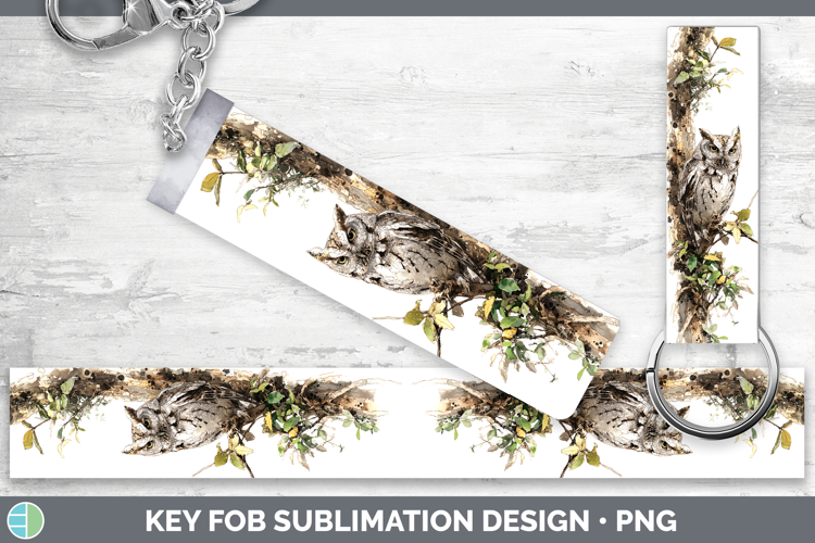 Eastern Screech Owl Owls Sketch Key Fob Sublimation Design