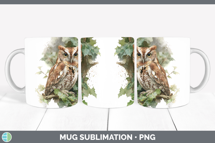 Eastern Screech Owl Owls Sketch Mug Wrap Sublimation Design