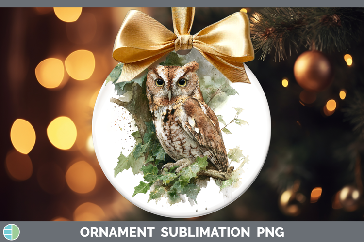 Eastern Screech Owl Owls Sketch Ornament Sublimation Design