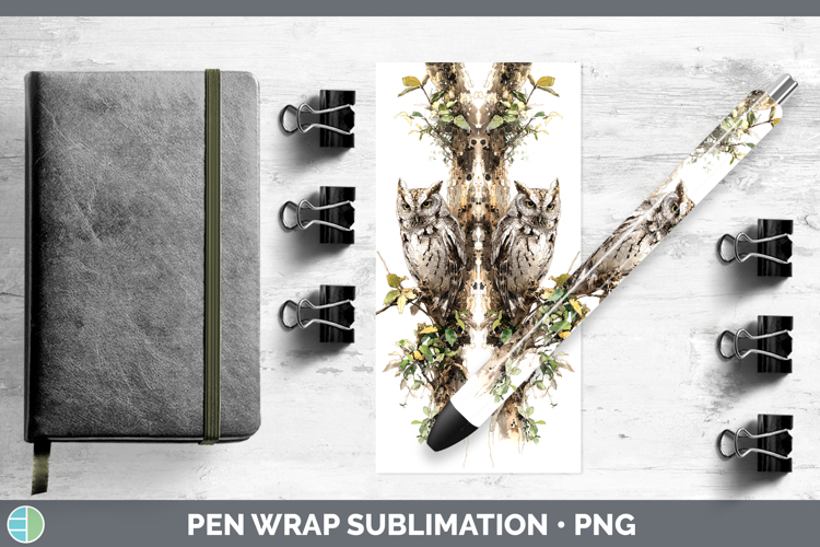 Eastern Screech Owl Owls Sketch Pen Wrap Sublimation Design