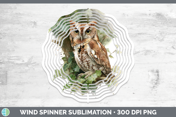 Eastern Screech Owl Owls Sketch Wind Spinner Sublimation Des