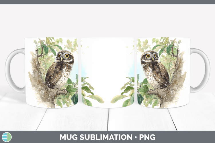 Elf Owl Owls Sketch Mug Wrap Sublimation Design