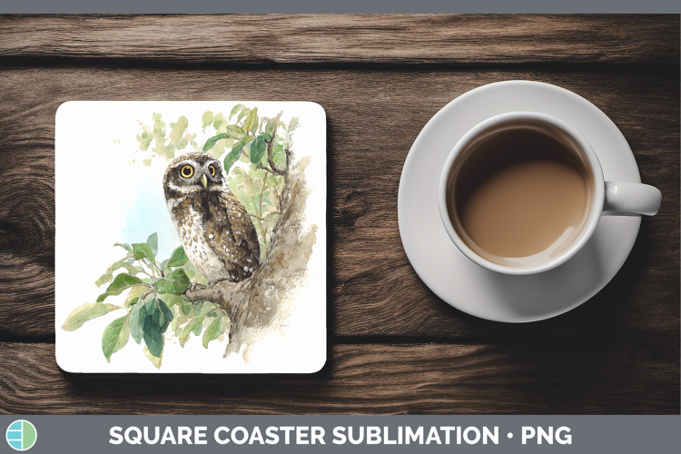 Elf Owl Owls Sketch Square Coaster Sublimation Design