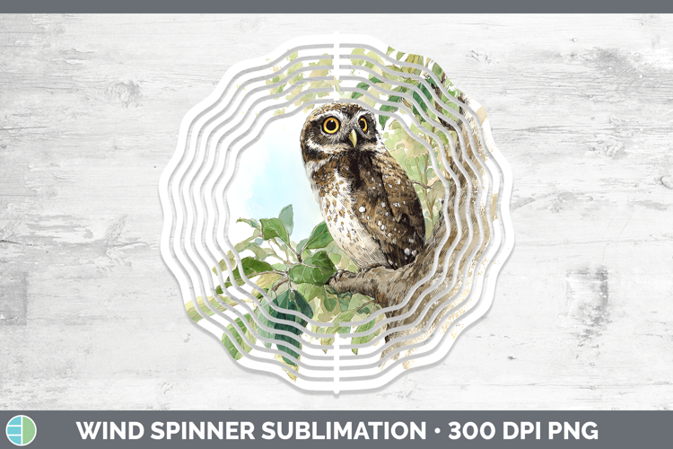 Elf Owl Owls Sketch Wind Spinner Sublimation Design