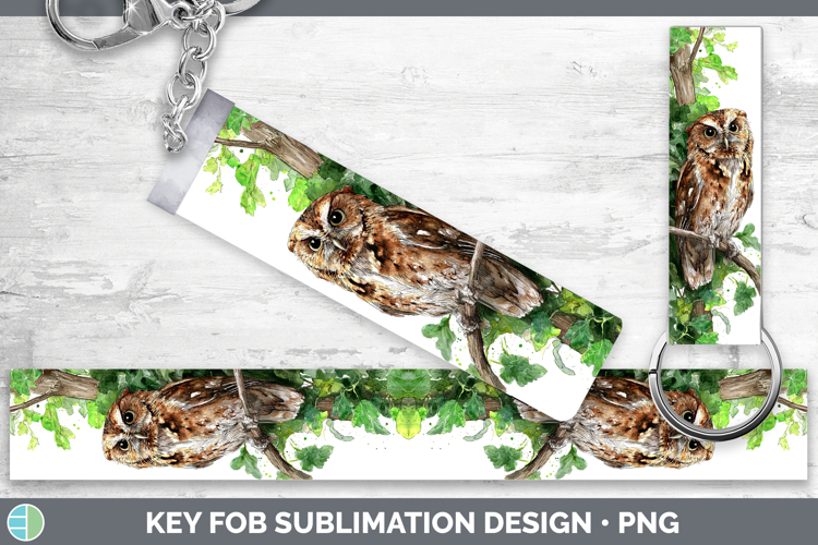 Flammulated Owl Owls Sketch Key Fob Sublimation Design