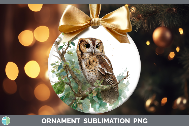 Flammulated Owl Owls Sketch Ornament Sublimation Design