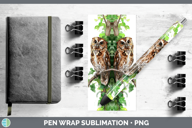 Flammulated Owl Owls Sketch Pen Wrap Sublimation Design
