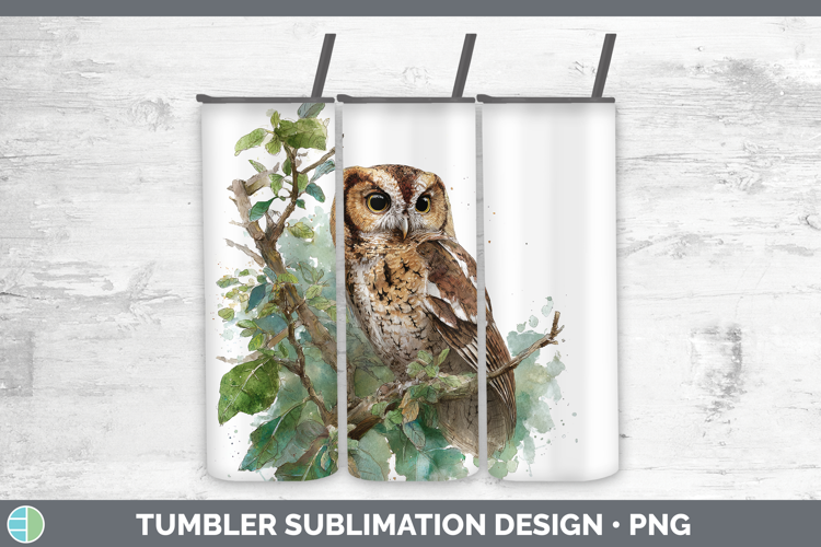 Flammulated Owl Owls Sketch Tumbler Sublimation Design